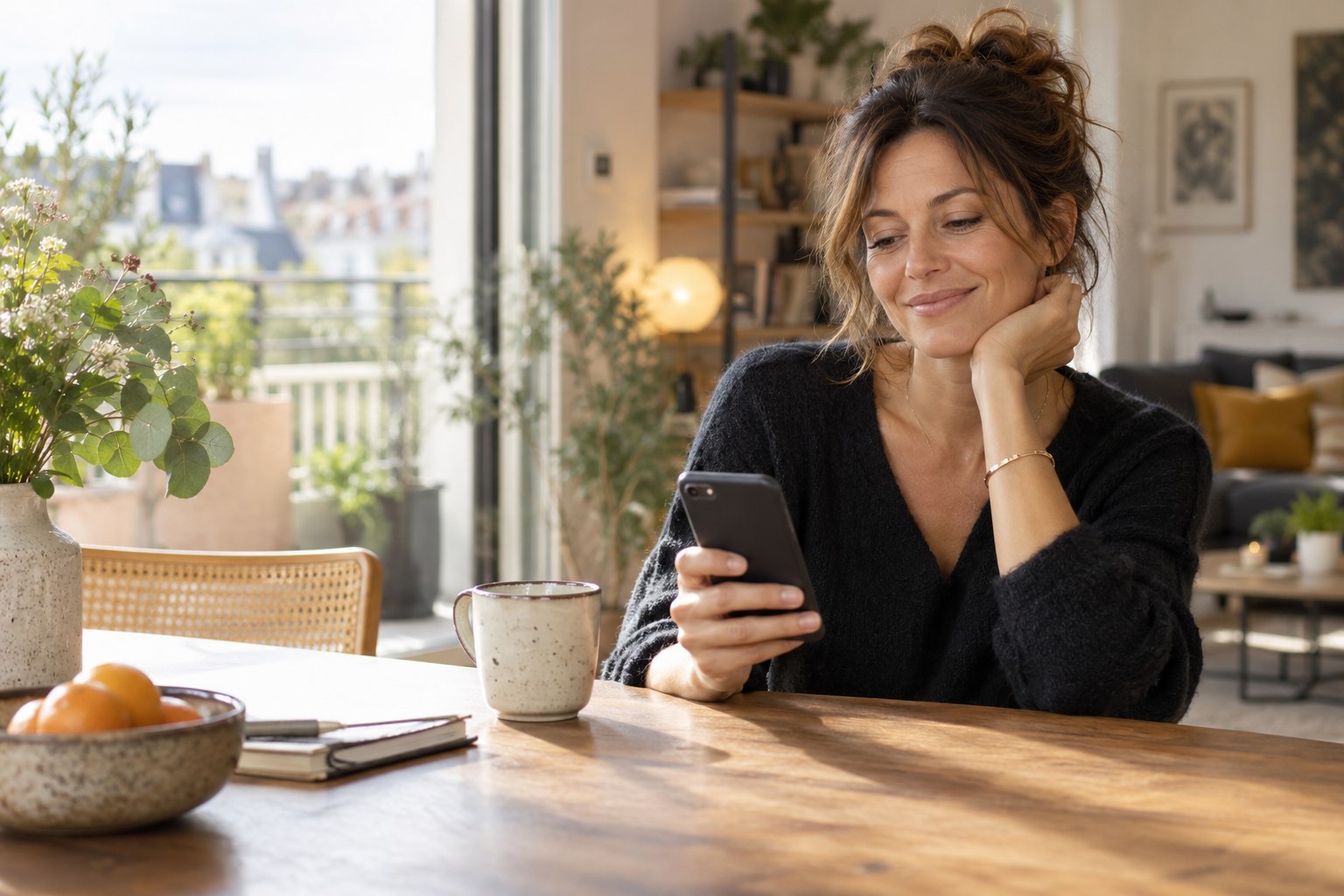Femme divorcée préparant avec soin un nouveau profil de rencontre